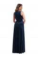 Dark Navy V-Neck Sleeveless Stretch Velvet Long Prom Dress Canada Supplier