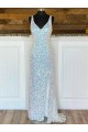 V-Neck Sleeveless Sweep Train Prom Prom Dress Canada Supplier