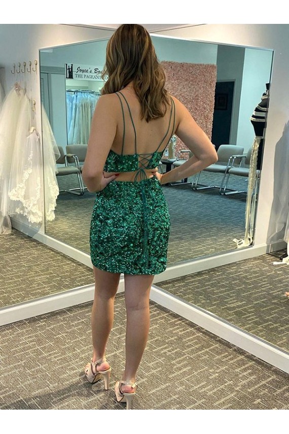 Shamrock Green V-Neck Sleeveless Short Homecoming Dress / Prom Dress Canada Supplier
