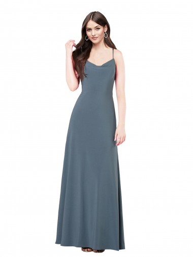 Slate Grey V-Neck Sleeveless Low Back Long Sexy Prom Dress Canada Supplier