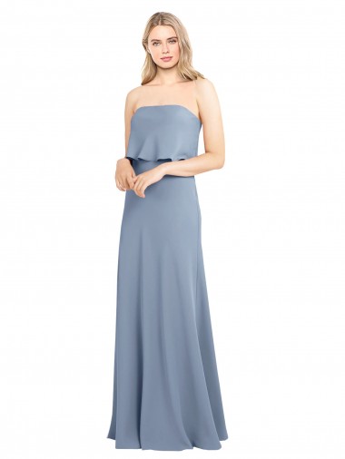 Smoke Blue High Neck Sleeveless Long Evening Prom Gowns Canada Supplier