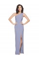 Smoke Blue One Shoulder Sleeveless Long Prom Dress Canada Supplier