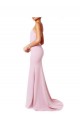 Pink Square Neck Sleeveless Criss Cross Open Back Long Prom Dress Canada Supplier