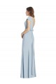 Light Sky Blue Bateau Neck Cap Sleeves Open Back Long Prom Dress Canada Supplier