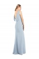 Light Sky Blue Bateau Neck Sleeveless Low Back Long Prom Dress Canada Supplier