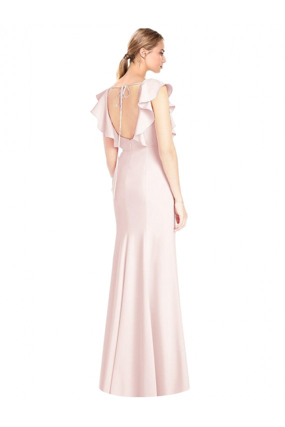 Pink Bateau Neck Cap Sleeves Open Back Long Prom Dress Canada Supplier