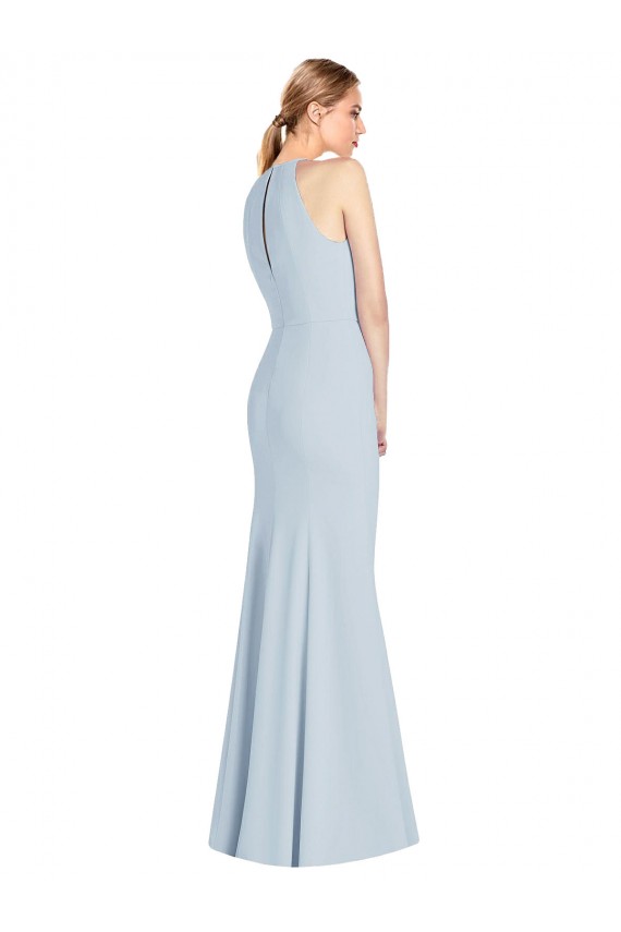 Light Sky Blue Halter Neck Sleeveless Keyhole Back Long Prom Dress Canada Supplier