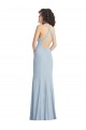 Light Sky Blue High Neck Sleeveless Criss Cross Back Long Prom Dress Canada Supplier