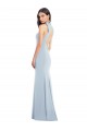 Light Sky Blue High Neck Sleeveless Open Back Long Prom Dresses Canada Supplier