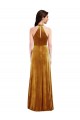 Gold High Neck Sleeveless Keyhole Back Long Prom Dress Canada Supplier