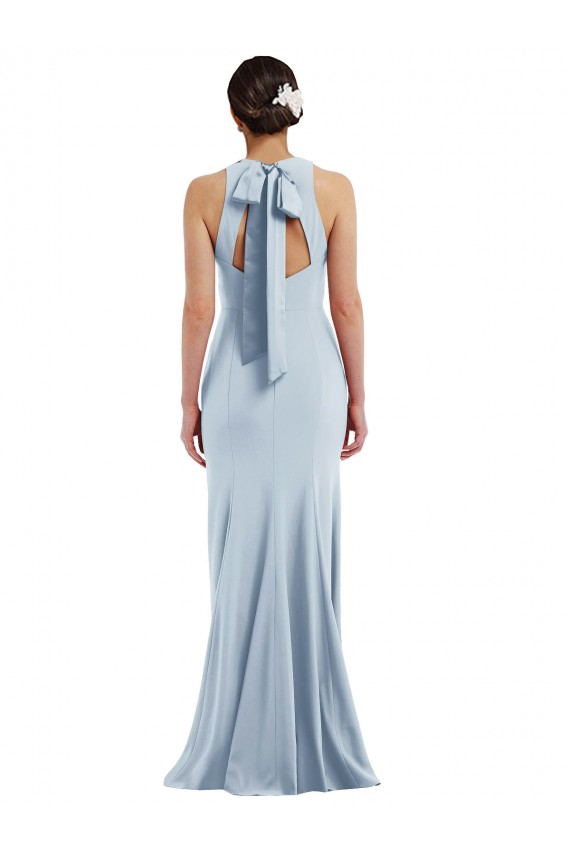 Light Sky Blue Jewel Neck Sleeveless Open Back Long Prom Dress Canada Supplier