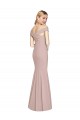Dusty Pink Off the Shoulder Sleeveless Criss Cross Back Long Formal Bridesmaid Gown Canada Supplier