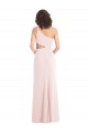 Pink One Shoulder Sleeveless Stretch Crepe Long Prom Dress Canada Supplier