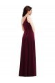 Burgundy One Shoulder Sleeveless Stretch Velvet Long Prom Dress Canada Supplier