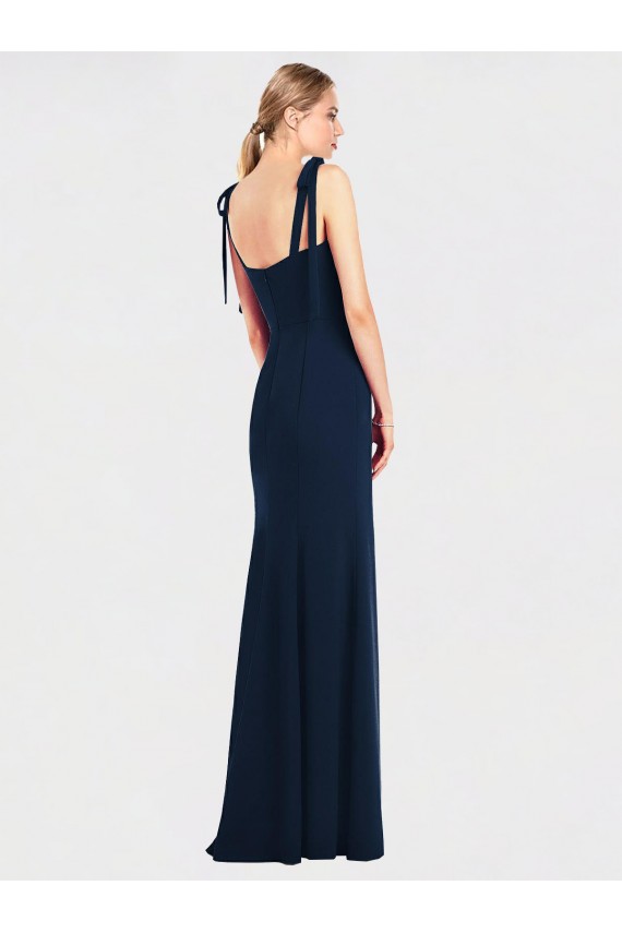Dark Navy Spaghetti Straps Sleeveless Low Back Long Prom Dress Canada Supplier