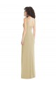 Champagne Square Neck Sleeveless Low Back Long Prom Dress Canada Supplier