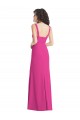 Fuchsia Square Neck Sleeveless Low Back Long Prom Dress Canada Supplier