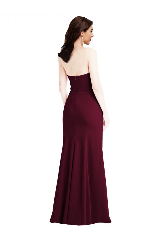 Burgundy Gold Strapless Sleeveless Long Prom Dress Canada Supplier