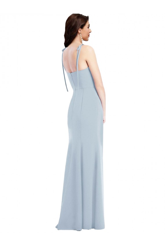 Light Sky Blue Strapless Sleeveless Low Back Long Prom Dresses Canada Supplier