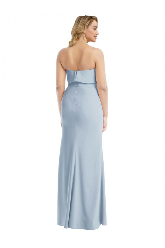 Light Sky Blue Strapless Sleeveless Low Back Long Bridesmaid Gowns Canada Supplier