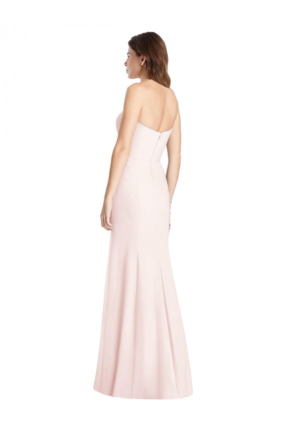 Pink Strapless Sleeveless Low Back Long Prom Dress Canada Supplier