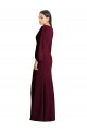Burgundy Gold V-Neck Puff Sleeves Long Prom Dress Canada Supplier