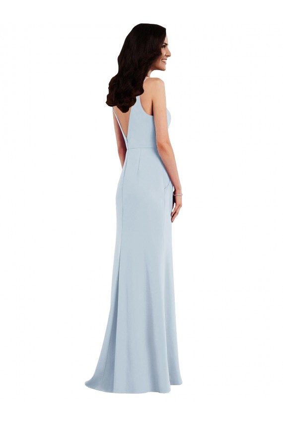 Light Sky Blue Spaghetti Straps Sleeveless Long Trumpet Prom Dress Canada Supplier