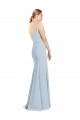 Light Sky Blue V-Neck Sleeveless Low Back Long Formal Bridal Party Dress Canada Supplier