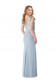 Light Sky Blue V-Neck Sleeveless V-Back Long Prom Dress Canada Supplier