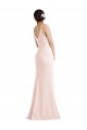 Pink V-Neck Sleeveless V-Back Stretch Crepe Long Prom Dress Canada Supplier