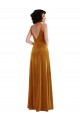 Gold V-Neck Sleeveless V-Back Long Prom Dress Canada Supplier