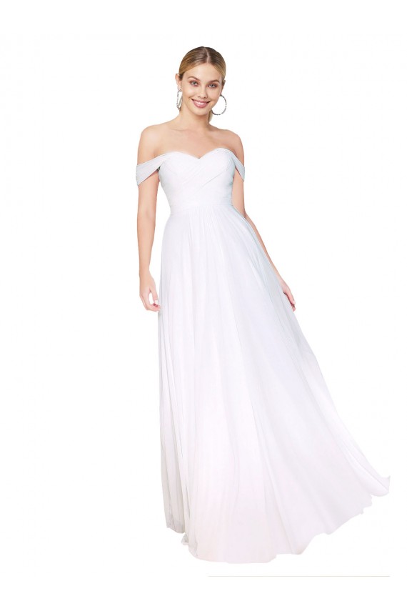 White High Neck Sleeveless Soft Chiffon Long Prom Dress Canada Supplier
