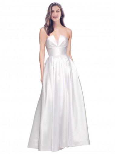 White Strapless Sleeveless Low Back Long Prom Dress Canada Supplier