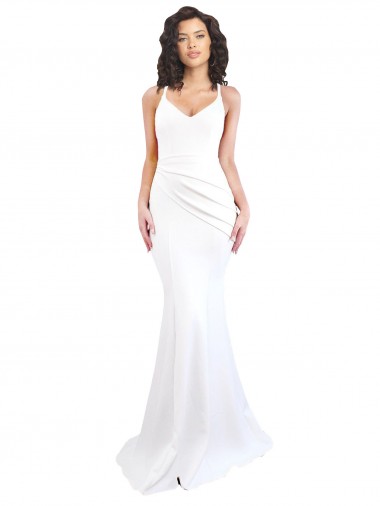 White High Neck Sleeveless Low Back Long Sexy Prom Dress Canada Supplier