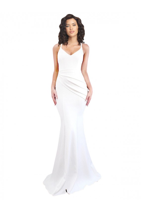 White High Neck Sleeveless Low Back Long Sexy Prom Dress Canada Supplier
