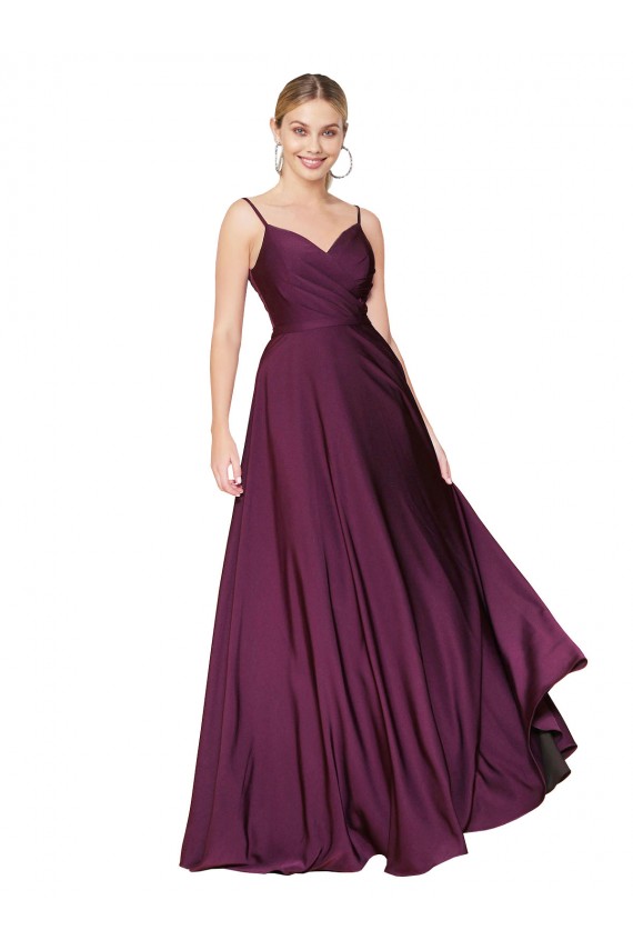 Wild Berry High Neck Sleeveless V-Back Long Prom Dress Canada Supplier